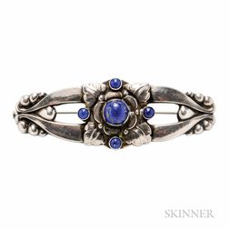 Sterling Silver and Lapis Brooch, Georg Jensen